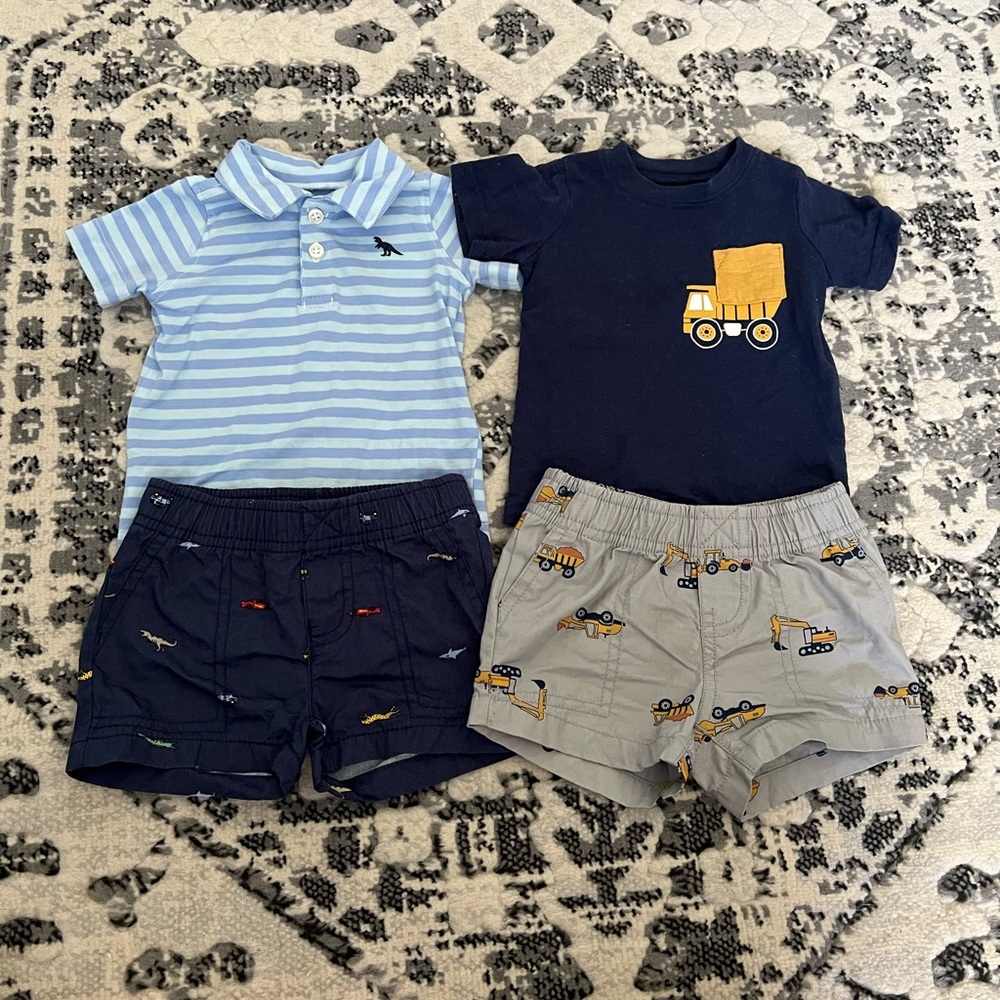 Carter’s dinosaur and dump truck construction short set bundle